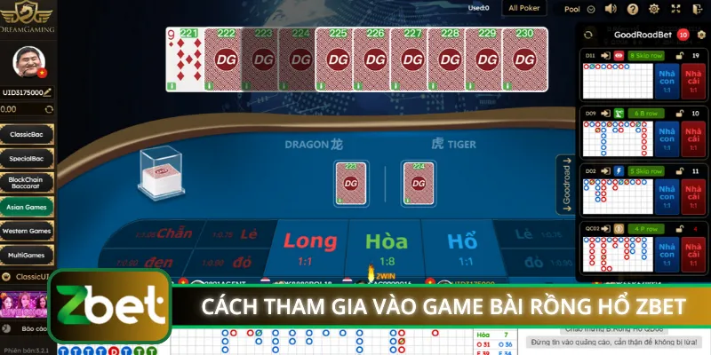 Cách tham gia vào game bài Rồng Hổ ZBET